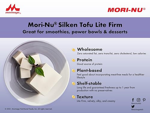 Miniatura 5 de Mori-Nu Silken Tofu Lite Firm  Suave y cremoso  Bajo en grasa, sin gluten, sin lácteos, vegano, fabricado con soja sin OMG, KSA Kosher Parve