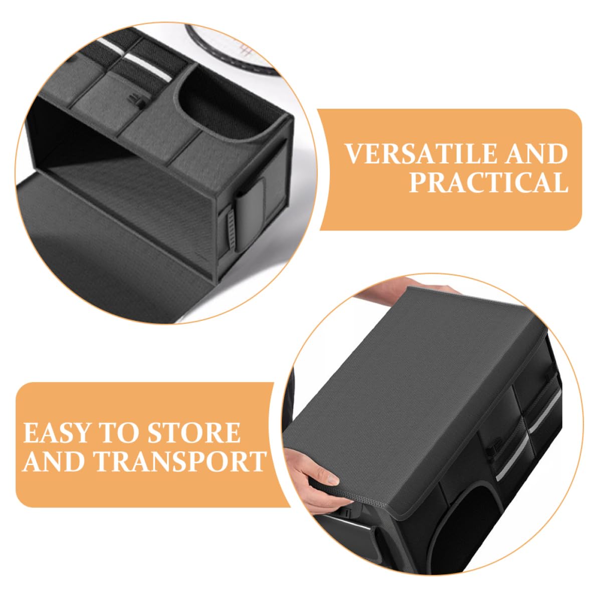 Organizer Bagagliaio Auto Pieghevole con Coperchio Oxford Nero