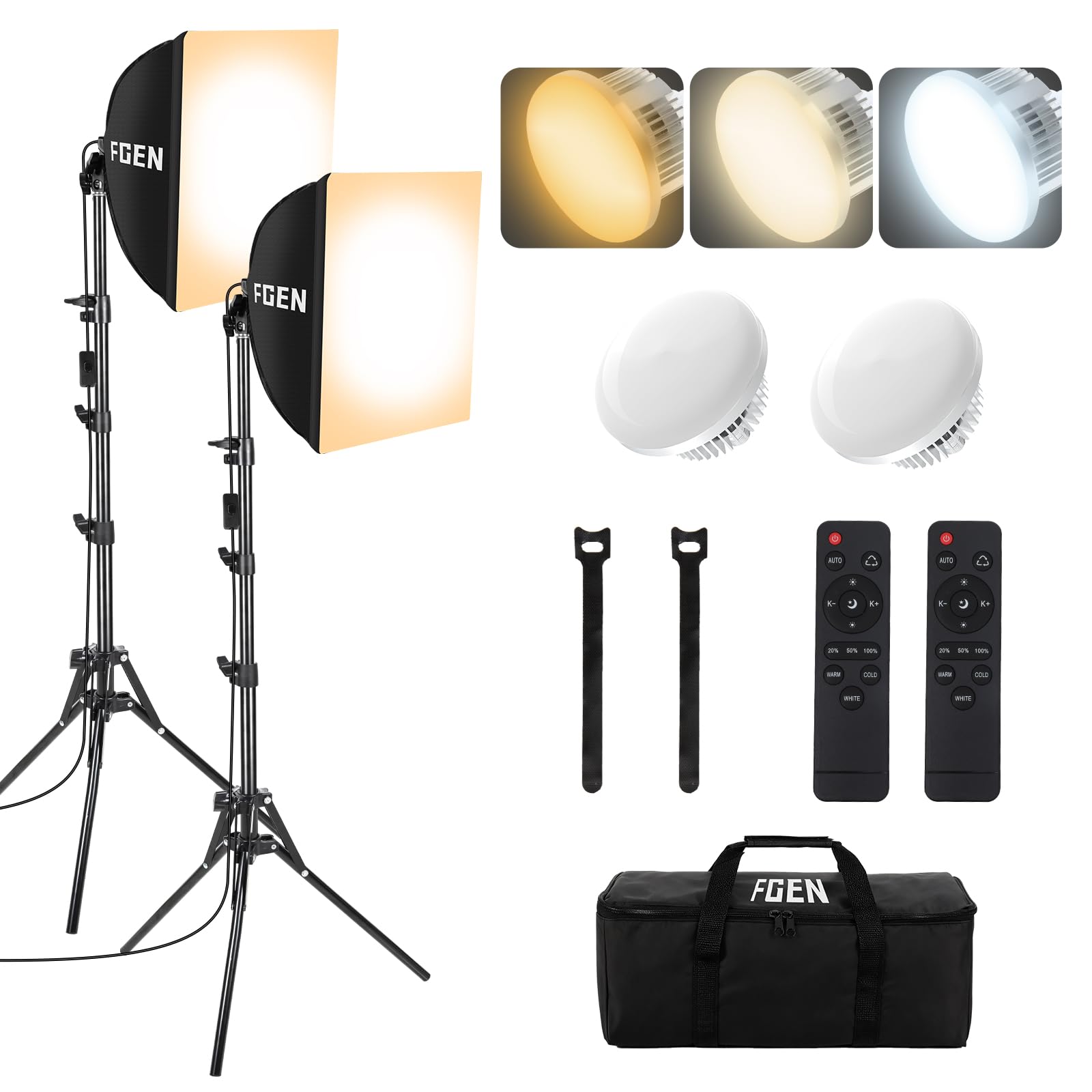 Softbox LED 85W Pilot Regulowany 2700-6400K | Z trzonkiem E27 i statywem 150 cm do portretów, wideo i fotografii produktowej.
