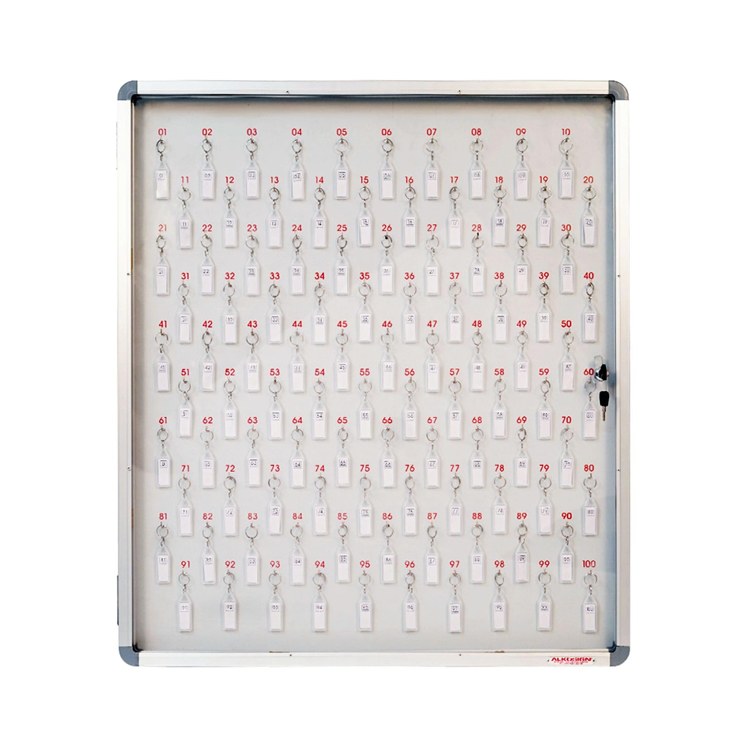 ALKOSIGN Key Cabinet for 100 Key-Chains with Laminated Back and Steel Fitted Hooks | Key Manager, Key Storage, Key Box, Large Key Holder, Key Organizer for Industrial Use, Factories, Offices, Hotels.-image-33