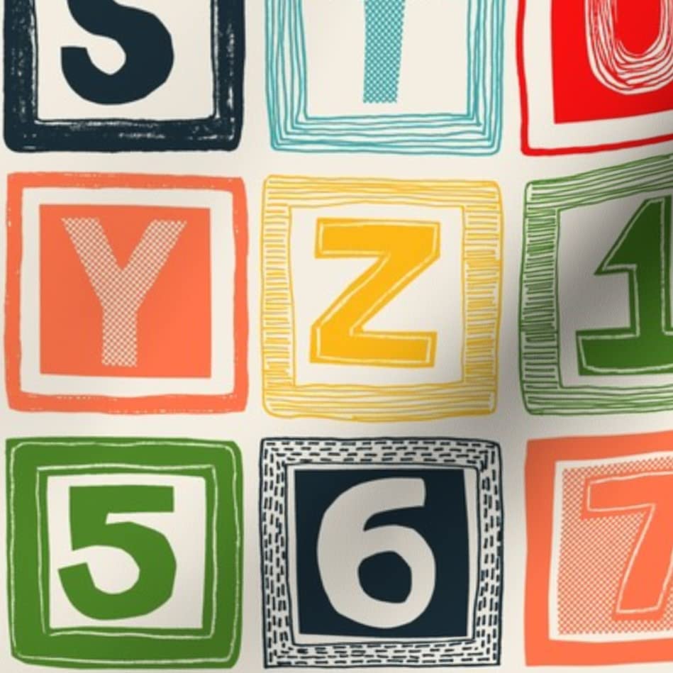 Amazon.com: Spoonflower Fabric - Multicolor Alphabet Retro