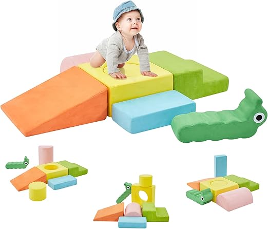 Climbing Toys for Toddlers, Baby Climbing Blocks, 7-Piece Soft Foam Climbing Blocks Set, Baby Climbing Toys, Toddler Playtime Corner Climber Foam Play Gym for Climbing Crawling and Sliding