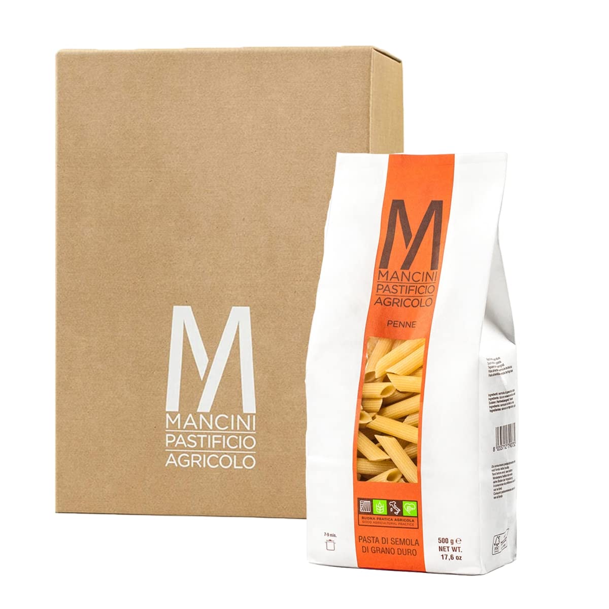Mancini Pastificio Agricolo - Penne 500 gr - Caja de 12 paquetes