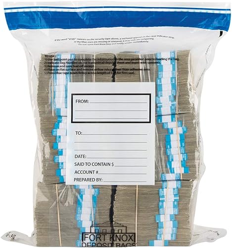 BankSupplies Ultima - Bolsas de transmisión de efectivo transparentes azules - 19 pulgadas de ancho x 24 pulgadas de alto - Paquete de 250 - Cierre