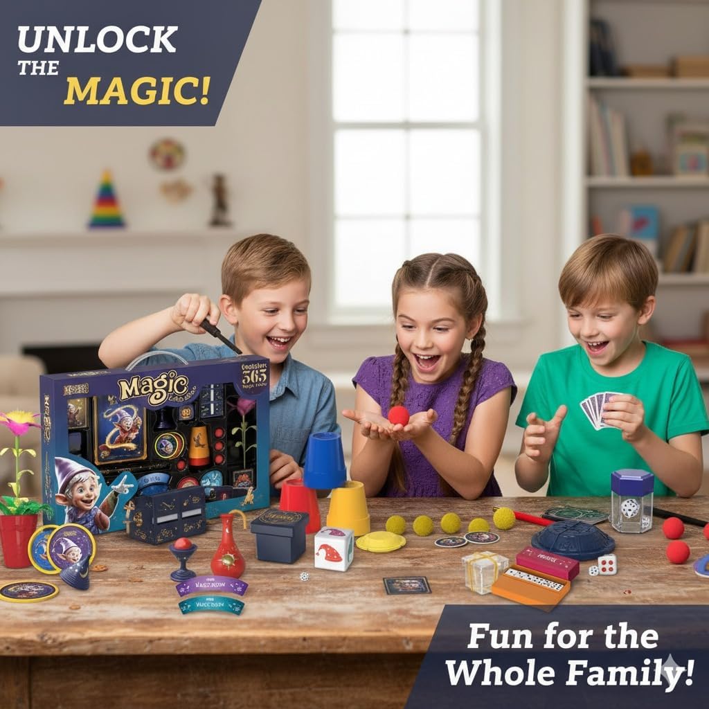 Magic set for kids - 365 Magic Tricks Kit, Magic Set with Video Lessons, Learn Magic Tricks, Magic Kit Toy, Christmas Halloween Birthday Gifts Toys for Ages 6 7 8 9 10 11 12 Years Old Boys Girls