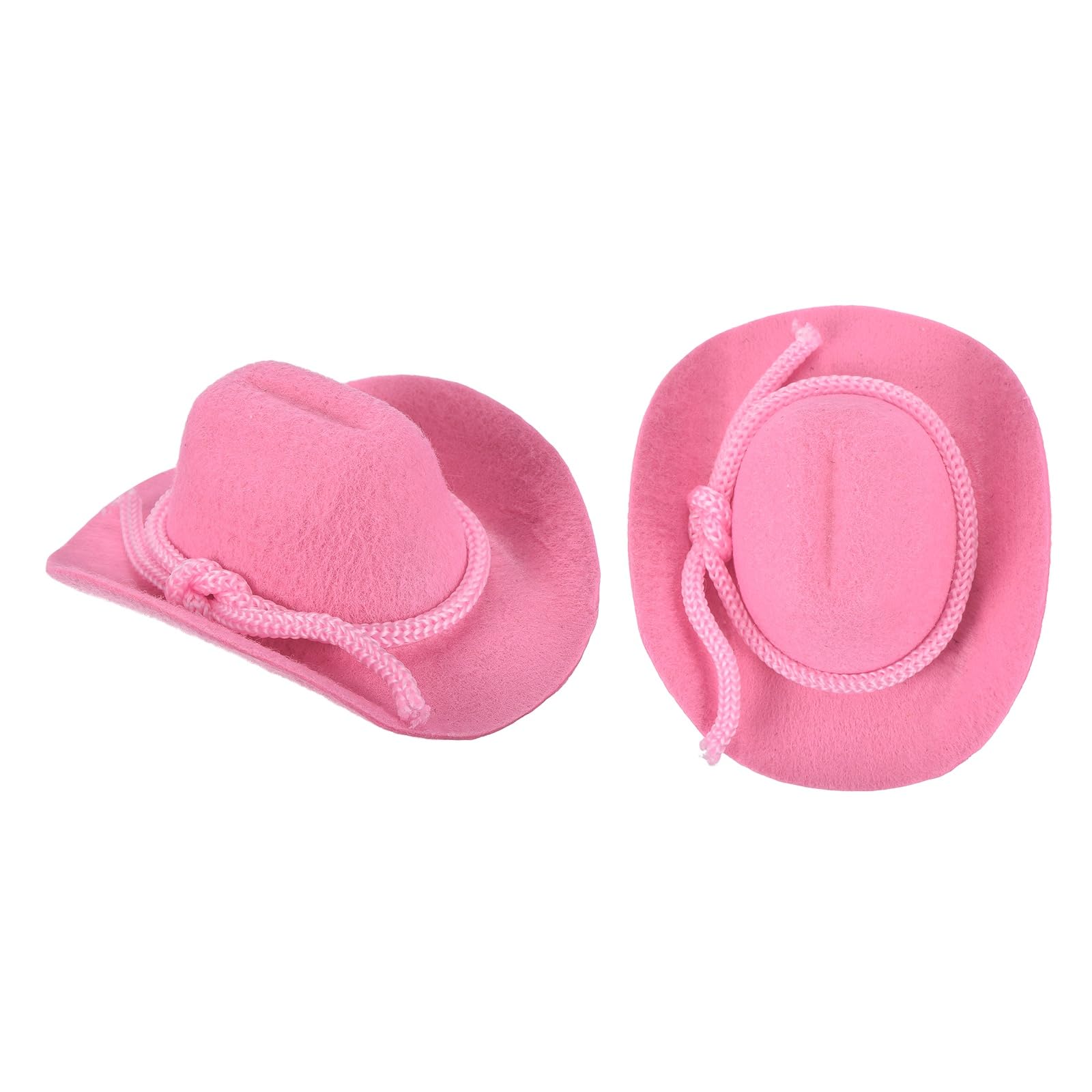 PATIKIL 2 Pcs Mini Cowboy Hats, Pink Miniature Western Cowboy Hat Tiny Dollhouse Accessories for Crafts Dolls Wedding Party Dress Decoration Hair Accessories Snowman,3.3 x 2.8 x 1.6 Inch