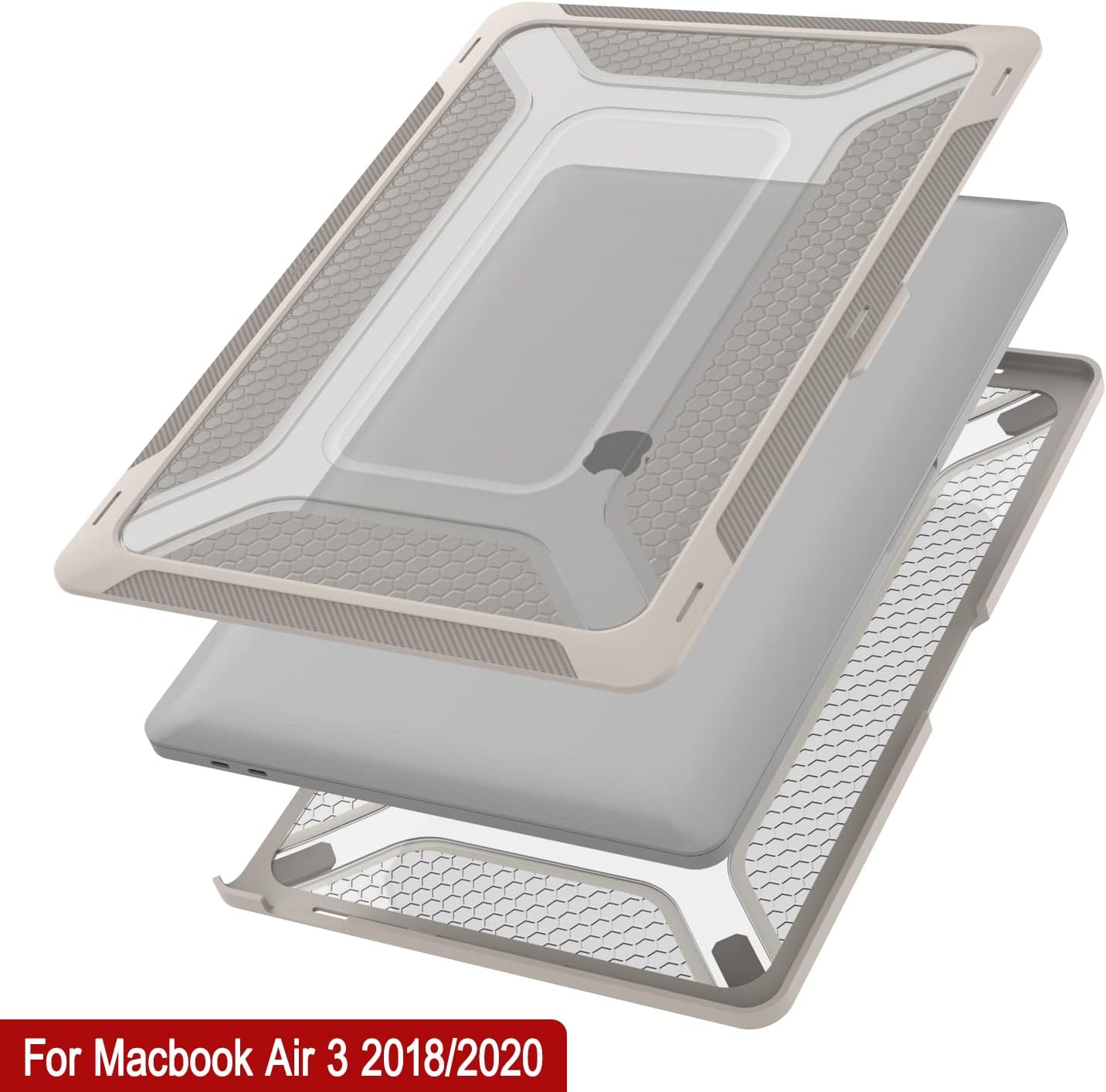 Punkcase for MacBook Air 13 Case Hard Shell Cover | Clear Military Heavy Duty Rugged Sleeve with Kickstand | Ultimate Protection for MacBook Air 13" Models (2022 2021 2020 2019 2018 Release) [Stone]
