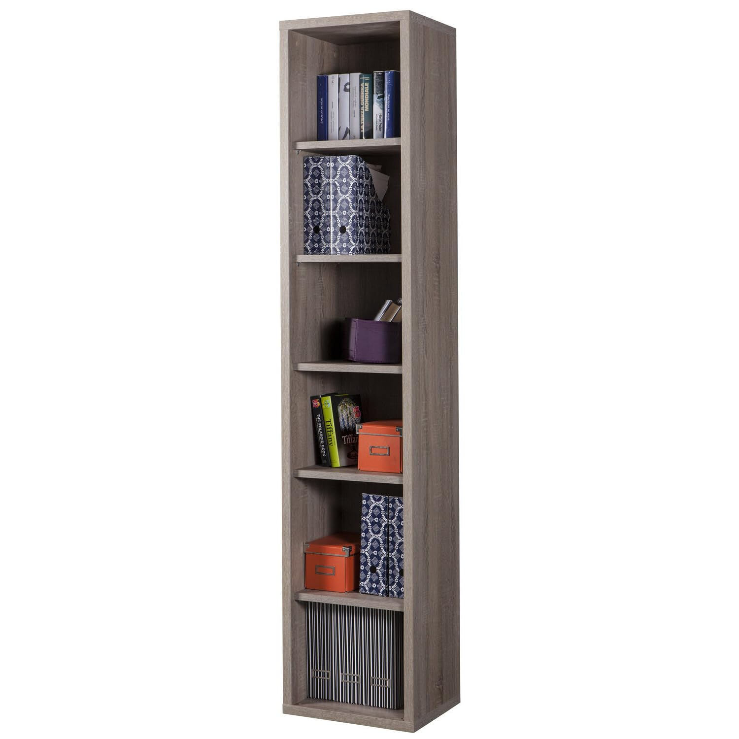 Composad | Ufficio Completo della Linea DISEGNO, Set di 8 Mobili, Libreria, Scrivania, Cassettiera, Mobile Archivio, Vetrina, Mobili Ufficio, Colore Rovere Sonoma e Bianco Laccato, Made in Italy