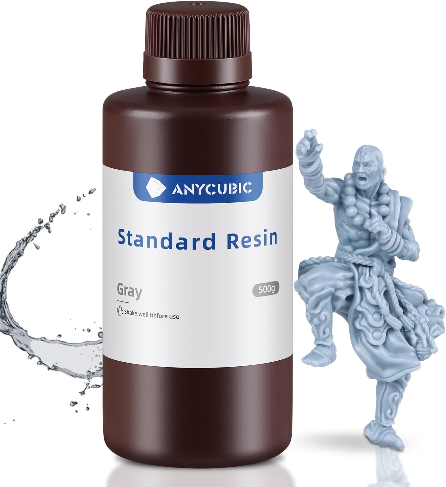 ANYCUBIC 3D Printer Resin, 405nm High Precision Fast Curing Photopolymer Resin for LCD 3D Printing, Grey 500g