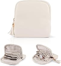 Travel Jewellery Box, 6-Layer Portable Jewellery Organiser, Coin Bag, Jewellery Storage, Small with Fringes, Small Purse for Women, Mini Jewellery Storage, Gift Idea, Beige