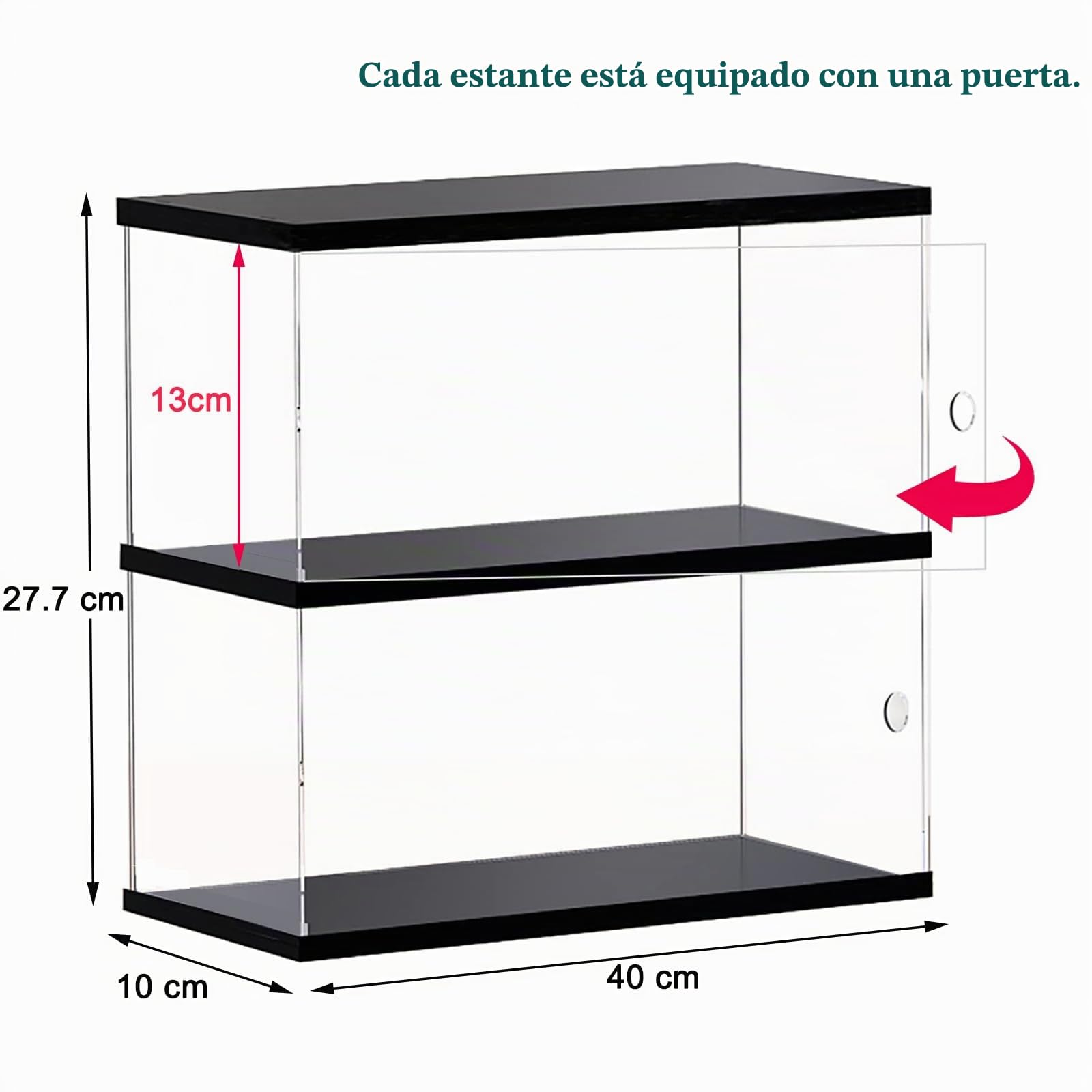 Joody 2 niveles escaparate vitrina acrílica para colección figura de coche en miniatura, caja transparente puerta, estante antipolvo (30 x 10 x 26,8 cm)