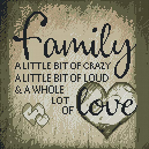 Gofission 11ct Stamped Cross Stitch Kits for Adults Beginners Family Love Quotes Inspirational Home DIY Pre Printed Cross Stitch Embroidery Set including Accessories Wall Decor 36x36cm (Family)