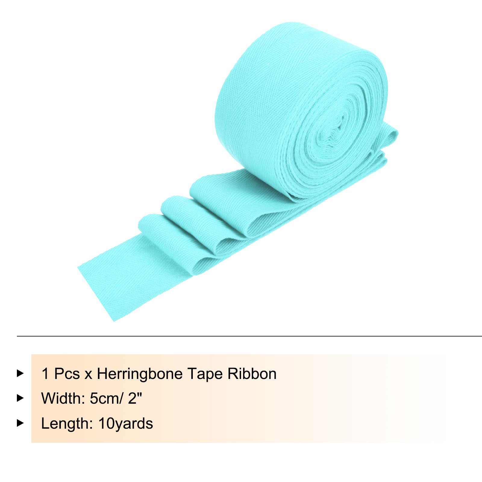 PATIKIL Cotton Twill Tape 2 Inch 10 Yards Cotton Ribbon Bias Binding Tape Herringbone Webbing Trim for Sewing Gift Wrapping Craft DIY Light Blue - Image 2