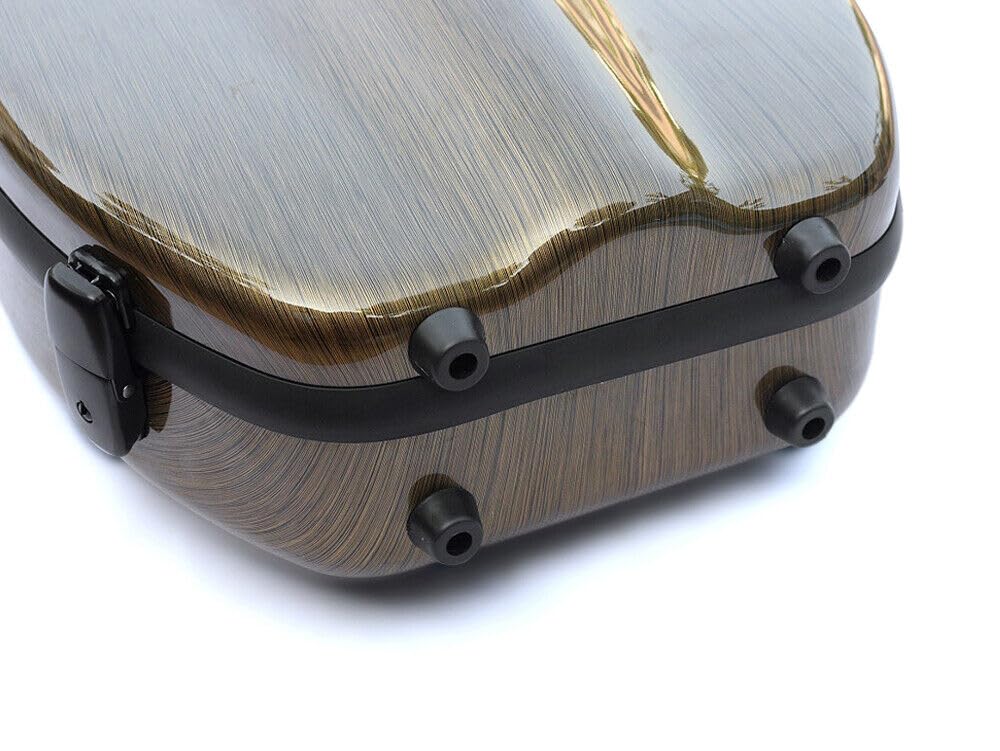 Estuche para violín 4/4 de tamaño completo compuesto de fibra de carbono Estuche duro Mango fuerte Correas traseras Acolchado suave (marrón), CASE-25