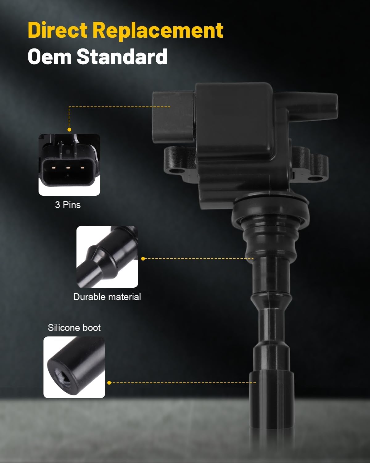 OCPTY Suitable 2003-2006 for Hyundai Santa Fe 3.5L/V6,2004-2006 for Kia Amanti 3.5L/V6 Automotive Replacement Ignition Coils 3-Pins #UF439 (Set of 3)