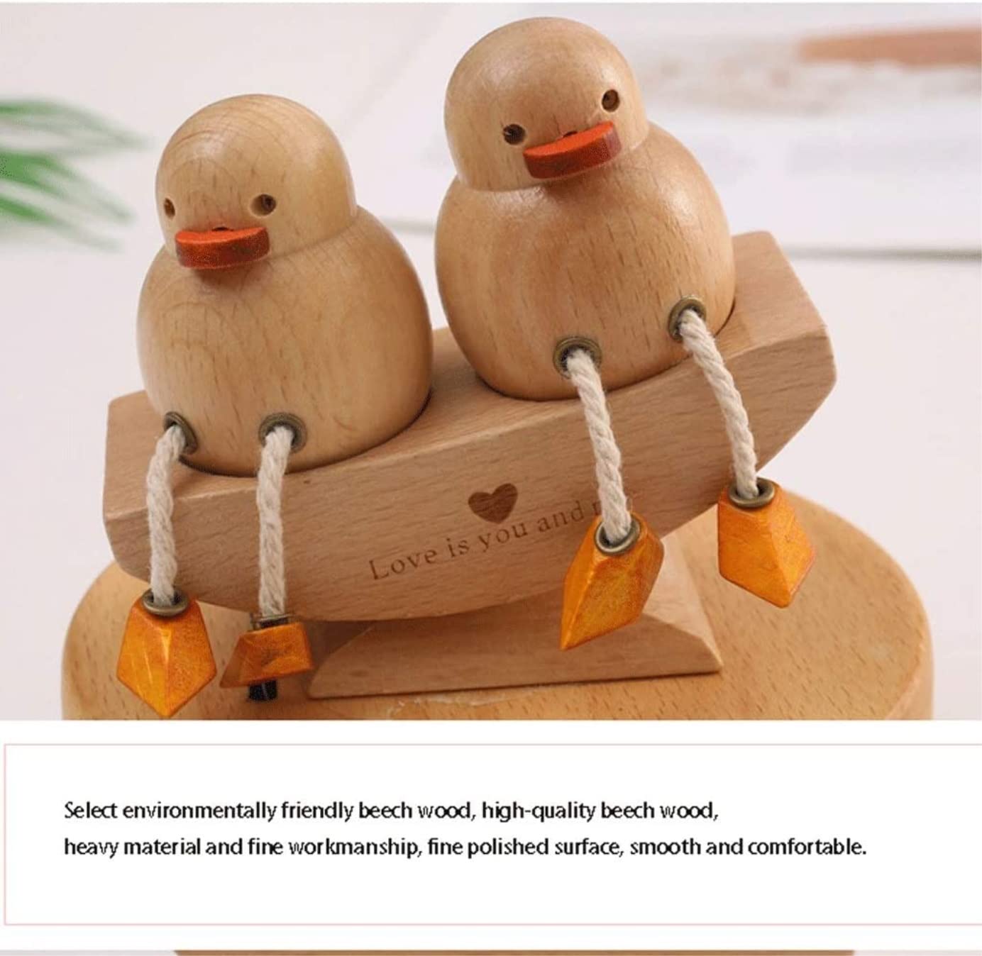 Caja De Musica Caja Musical Caja De Música De Madera Hecha A Mano Love You Duck Music Box para Navidad Cumpleaños Acción De Gracias Caja De Música