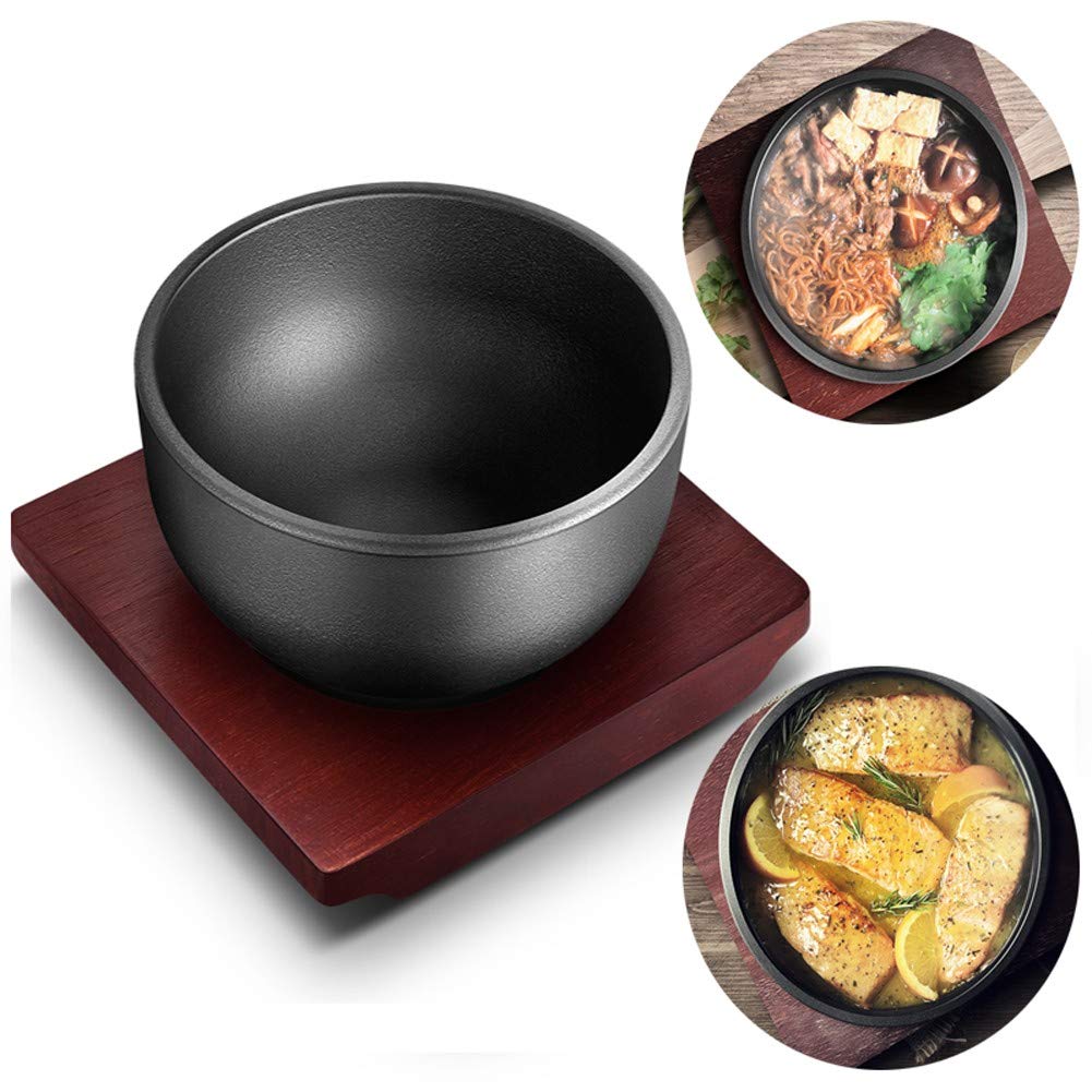 Uniquel Sukiyaki Kochtopf Gusseisen – 29 Cm, Mit Holzdeckel, Für Induktion, Hotpot, Bibimbap