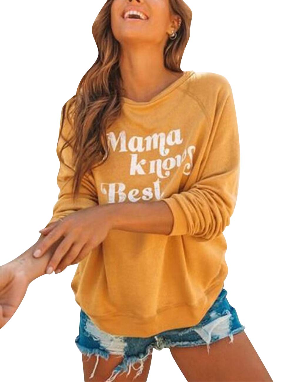 Mama Sweatshirt Women Letter Print Blouse Baseball Mom Graphic Tee Casual Long Sleeve Pullover Tops