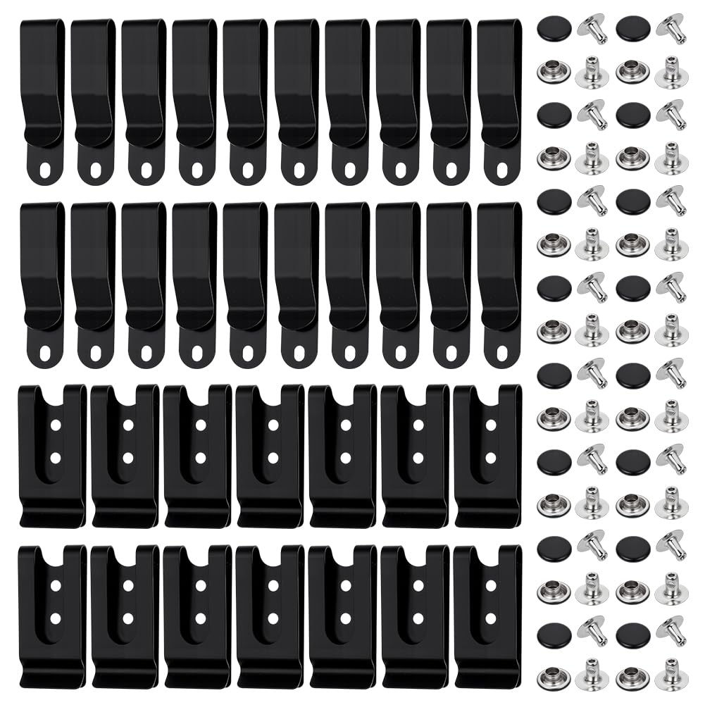 NBEADS 40 Pcs Metal Belt Clip Holster, 6.35x1.5x0.85cm Holster Belt Clip Sheath Clip for Wallets Pouches Belt Bag Leather Crafts DIY