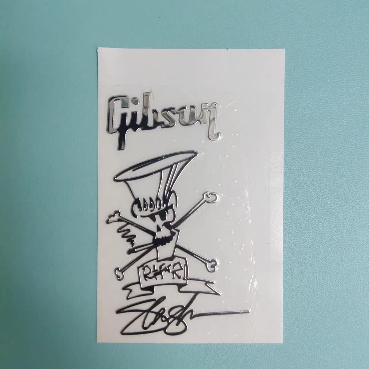 Suitable for Gibson Slash Guitar Head Logo - Metal Tags, DIY Electric Guitar Logo Stickers, UV Stickers, Tear Off Film (Silver)