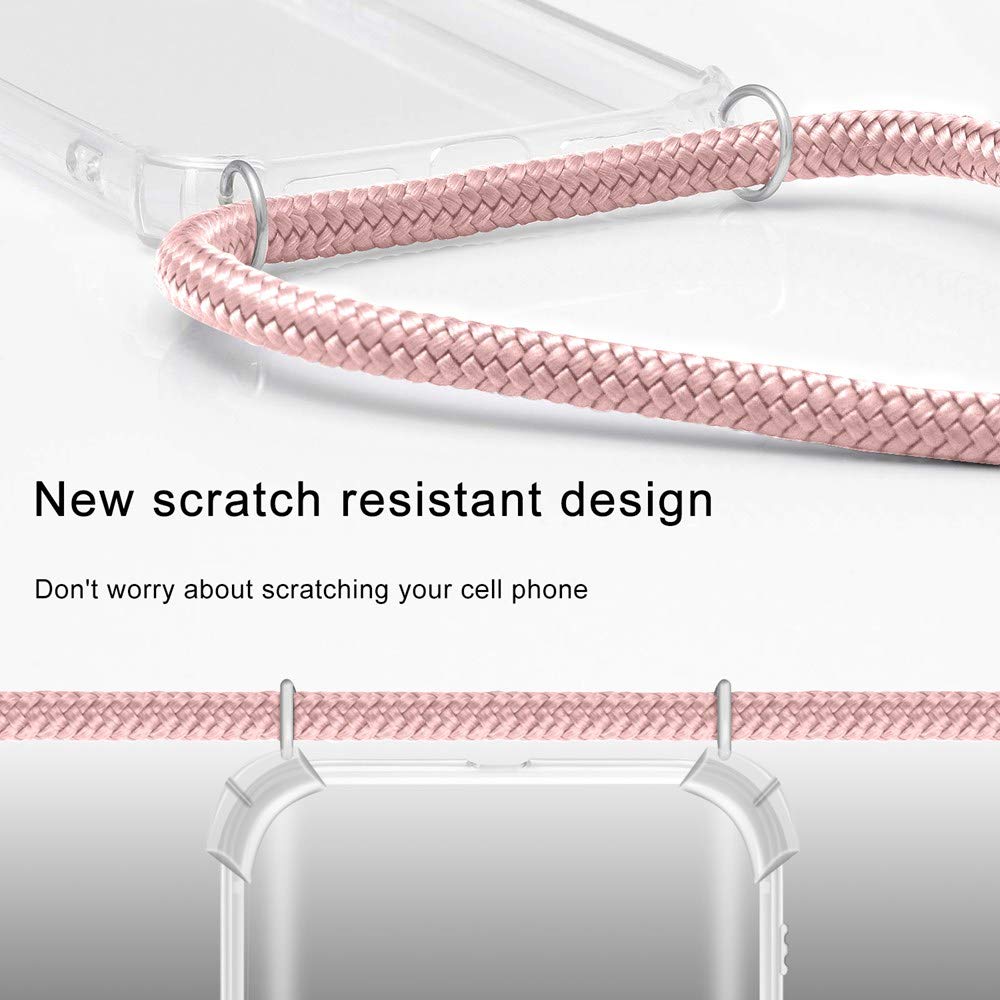 Custodia Con Collana Per Huawei P40 Lite 4G: Cover TPU Trasparente Con Cordino Regolabile, Antiurto E Antigraffio, Oro Rosa - 2