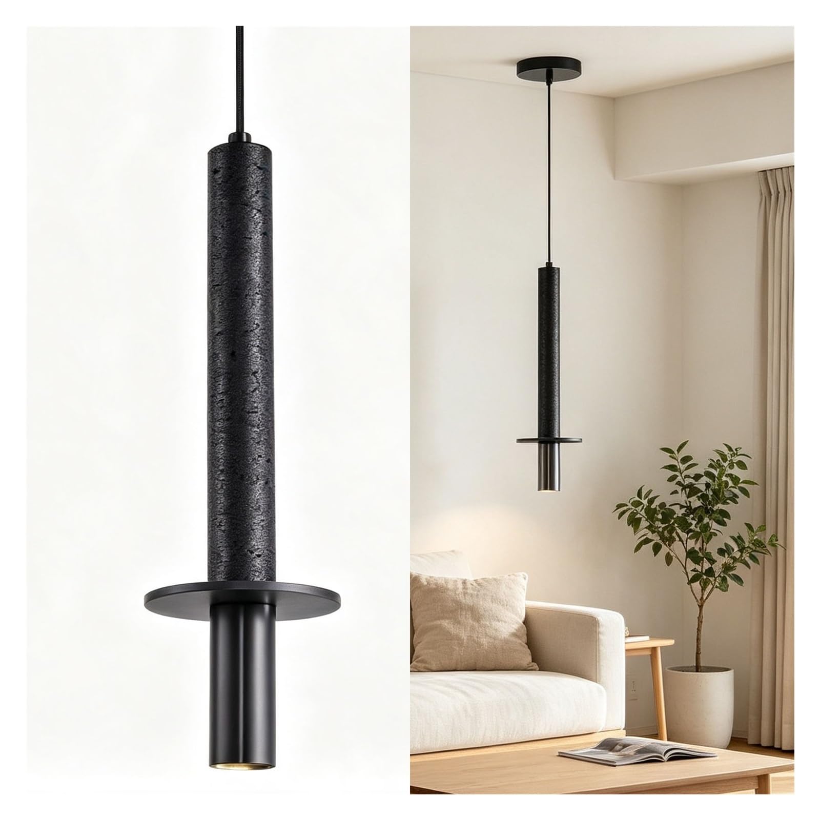 LUOYAOB Travertine Pendant Light Marble Tube Hanging Lamp Suspension Light