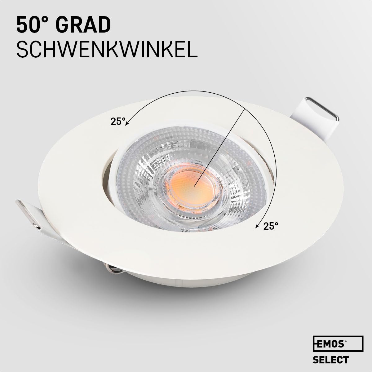 EMOS LED Spots 230V 4.9W 430lm 50° Schwenkbar Einbaustrahler warmweiß 3000k Deckenspots Flach 68mm Lochmaß Set 12 Stück
