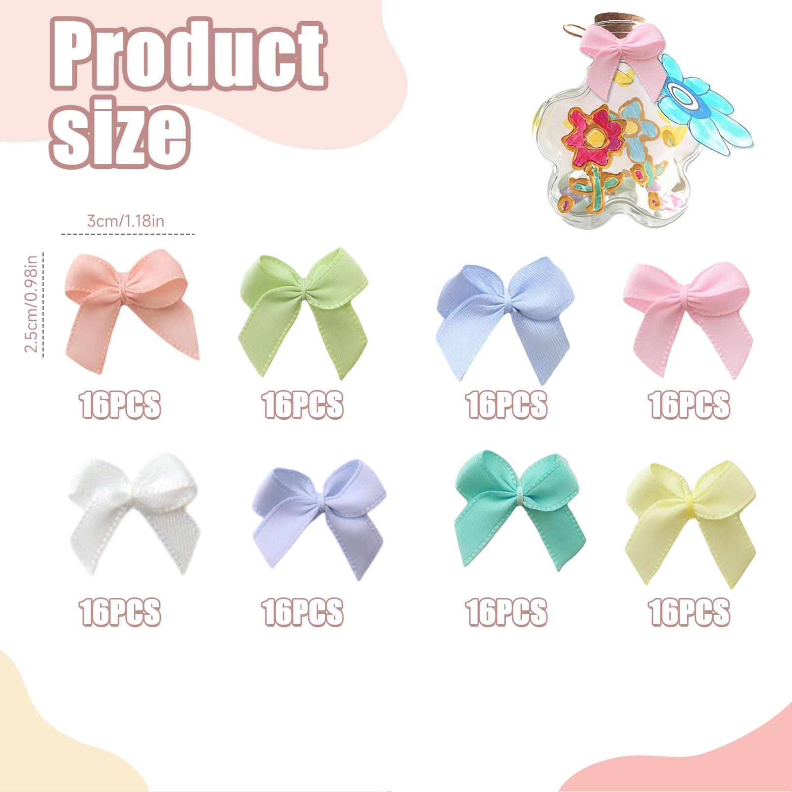 128 Pezzi Fiocchi Regalo Mini Decorativi Fiocco Matrimonio Colorazione Macaron