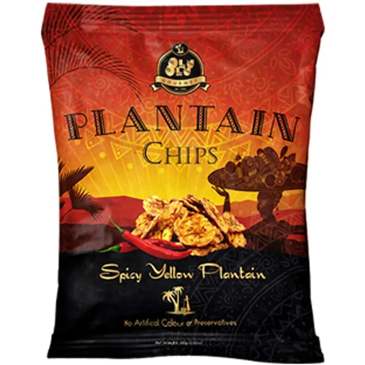Olu Olu Plantain Chips Mixed Box Pack of 24 (8 Green, 8 Red, 8 Yellow Plantain chips)