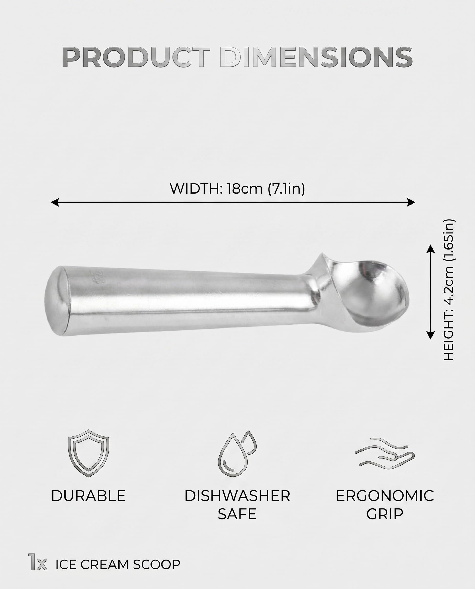 304 Acciaio Inox Cucchiaio di Gelato, Paletta Gelato Antiappiccicoso, Porzionatore Uniforme per Gelato, Purea di Patate, Frutta, Accessorio Cucina Professionale