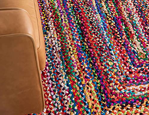 Image of Handmade Natural Jute Cotton Natural Fibers Floor /Door Mat Rugs Furnish Decor Striped Rectangular Design Carpet for Bedroom Living Room (JUTE005, 5x8-Rug /Carpet)