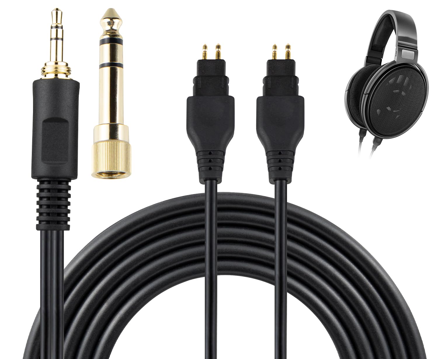 SOULWIT Headphone Replacement Cable for Sennheiser HD660S/HD660S2/HD650/HD600/HD580/HD58X/HD565/HD545/HD535/HD525/HD265/Massdrop HD6XX, Extension Cord with 3.5mm Plug, 6.35mm Adapter-PVC(1.2m/4ft)