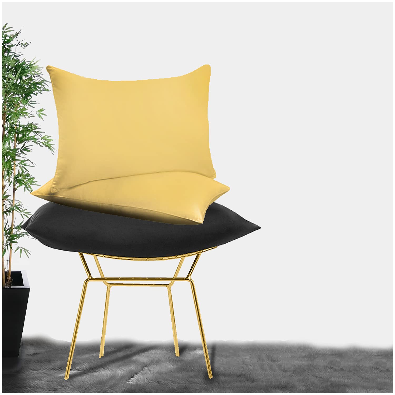 Gc Gaveno Cavailia Ochre Comfy Housewife Pillow Cases 2 Pack, Non Iron Percale Pillowcases, House Wife Pillows Cover, 50X75 Cm