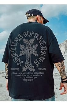 tシャツ　y2k Men Y2K Gothic Cross T-Shirt Grunge Dark Academia Graphic
