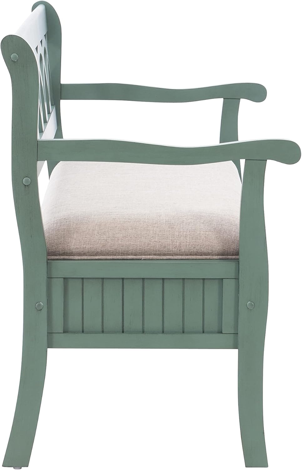 Powell Furniture Elliana Storage Bench, Teal 48" x 21.1/2" x 32"