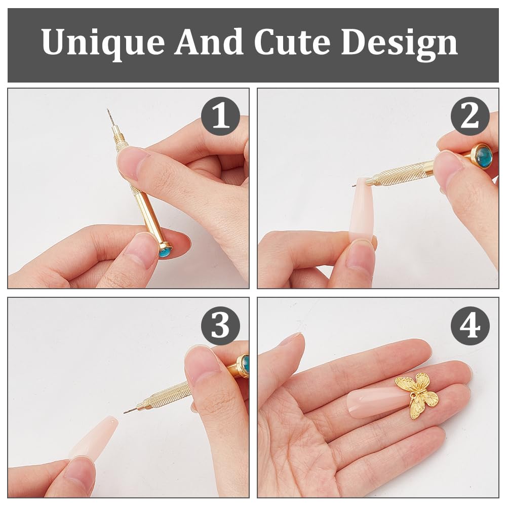 DELORIGIN 153pcs Star Dangle Nail Art Charms Sets Cross Moon Heart Pendant Nail Jewelry Rings with Nail Piercing Tool Hand Bore Gels Decorations for Women DIY Nail Design Tips Craft Jewelry Making - Image 3