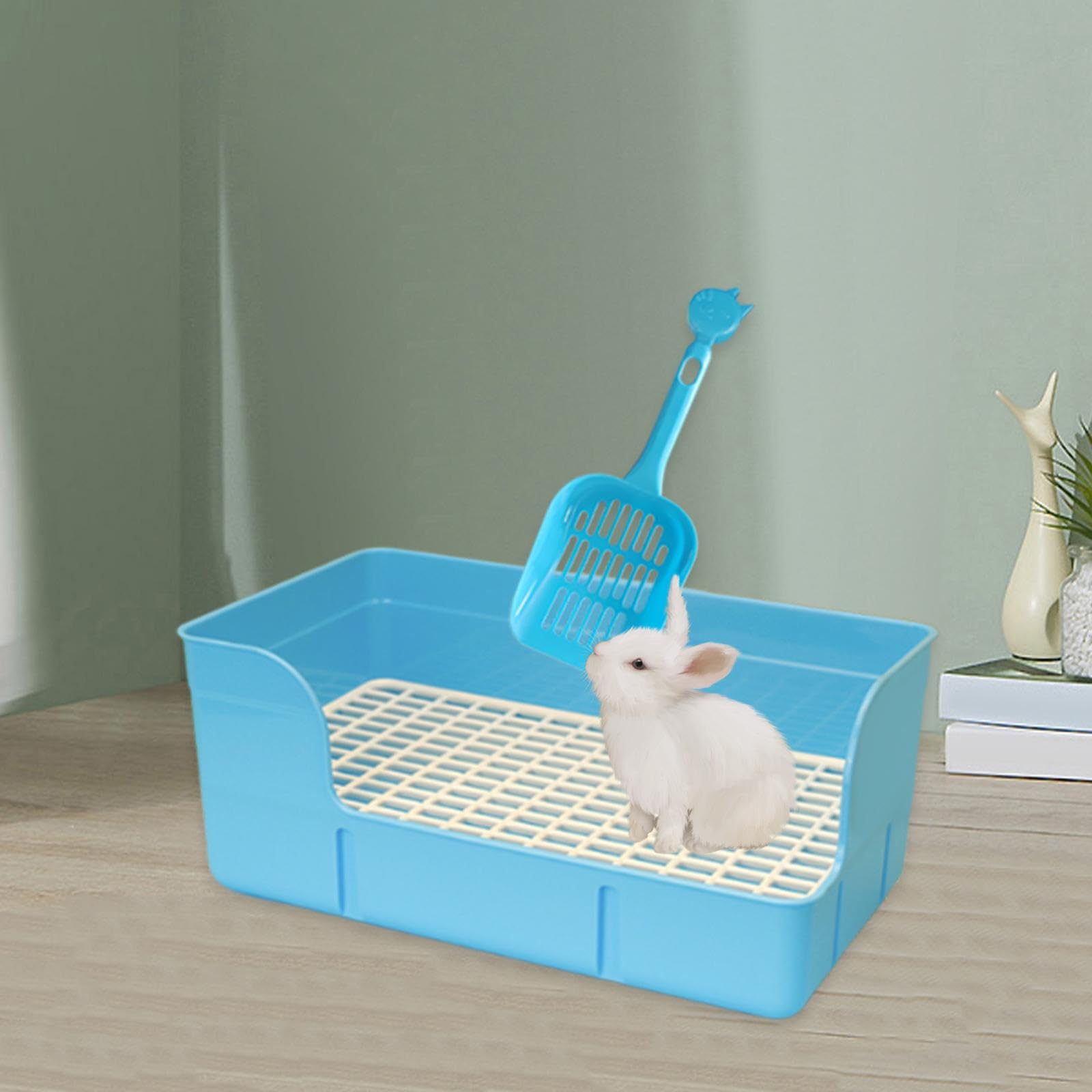 perfk Lettiera per Conigli per Gabbia, Toilette per Animali Domestici, Accessori per Il Bagno degli Animali, Anti-Schizzi, Piccoli Animali, furetti, vasino, Blu