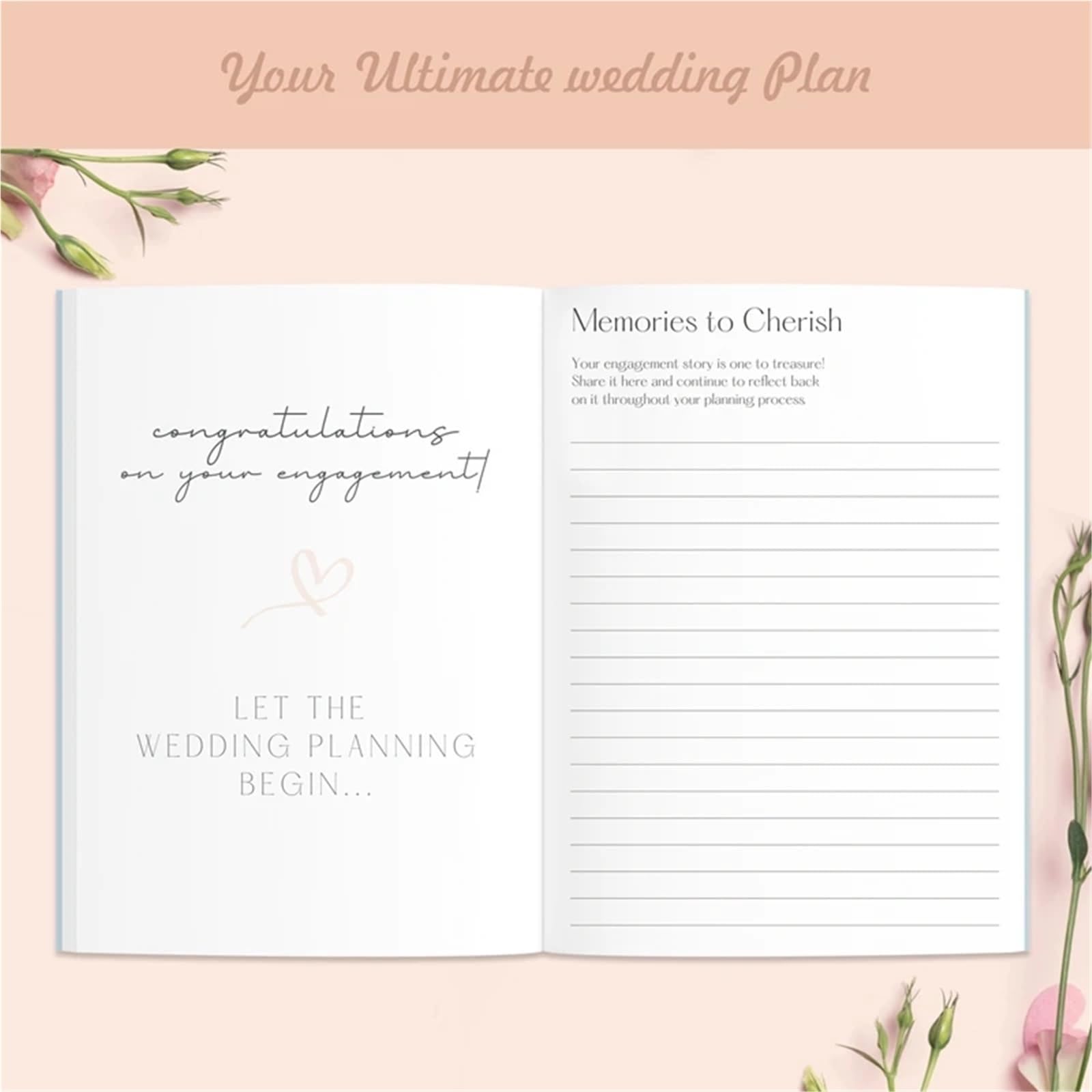 Hochzeitsplanerbuch und -organizer – Das komplette Brautplanungsjournal for verlobte Paare A5-Hardcover-Notizbuch für Euren