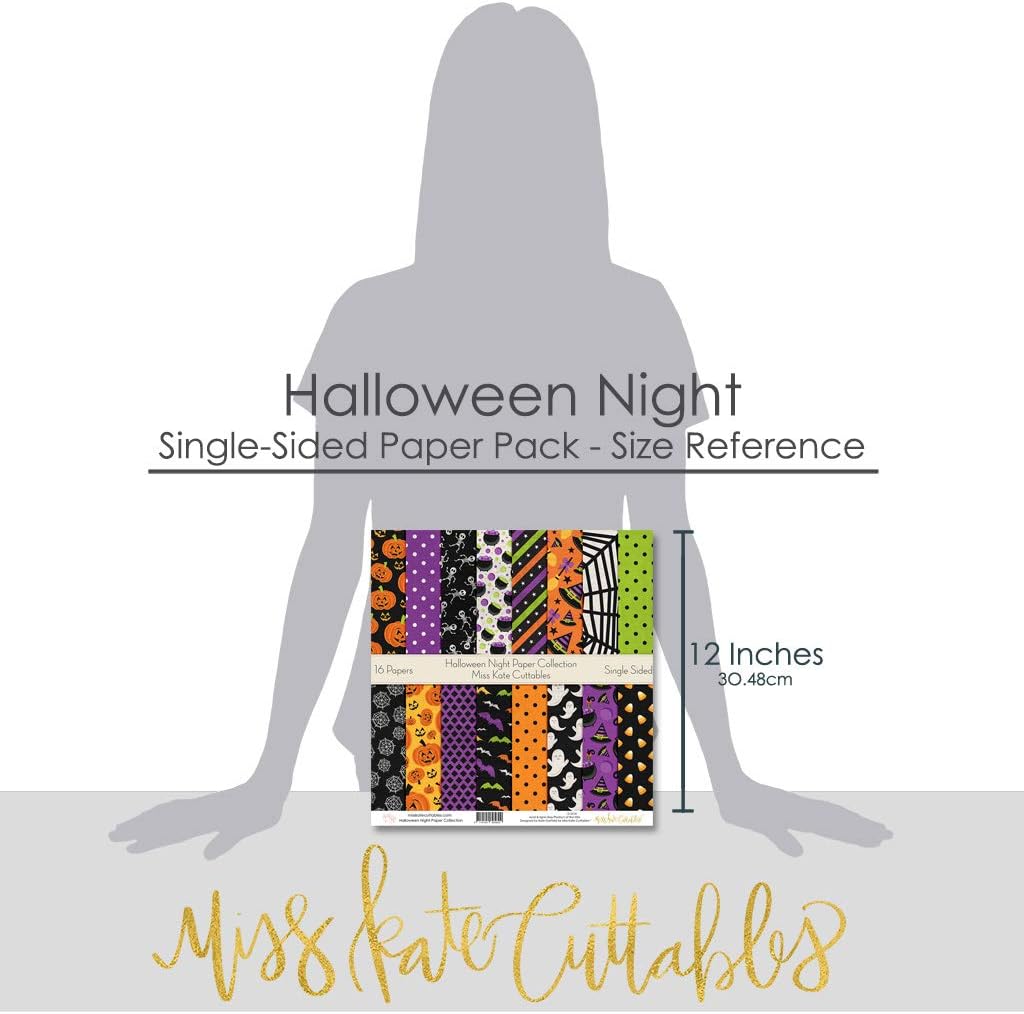 Pattern Paper Pack - Halloween Night - Scrapbook Premium SpecialtyPaper Single-Sided 12"x12" Collection Includes 16 Sheets - by Miss Kate Cuttables