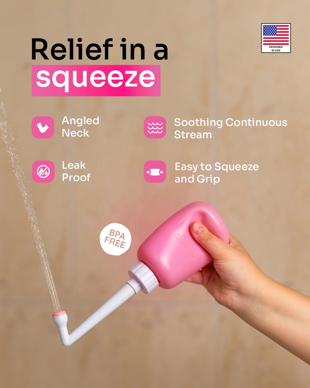 Mommy First® Peri Bottle for Postpartum Care | Upside Down Bottle for Perineal Cleansing and Recovery | Portable Bidet | Postpartum Essential | Baby Pink 12.2 OZ