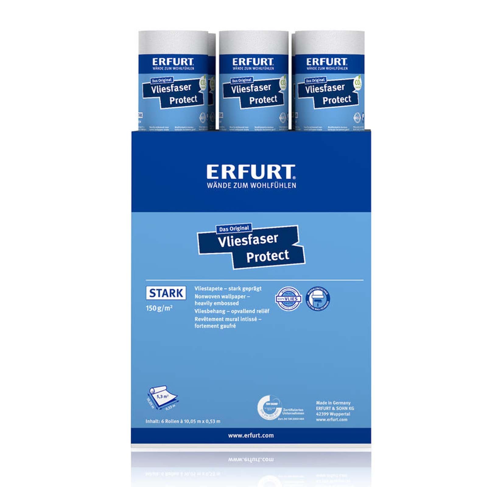 Erfurt Vliesfaser Protect 210 Vliestapete 10.05X0.53 Strukturtapete 6 Rollen 1004318