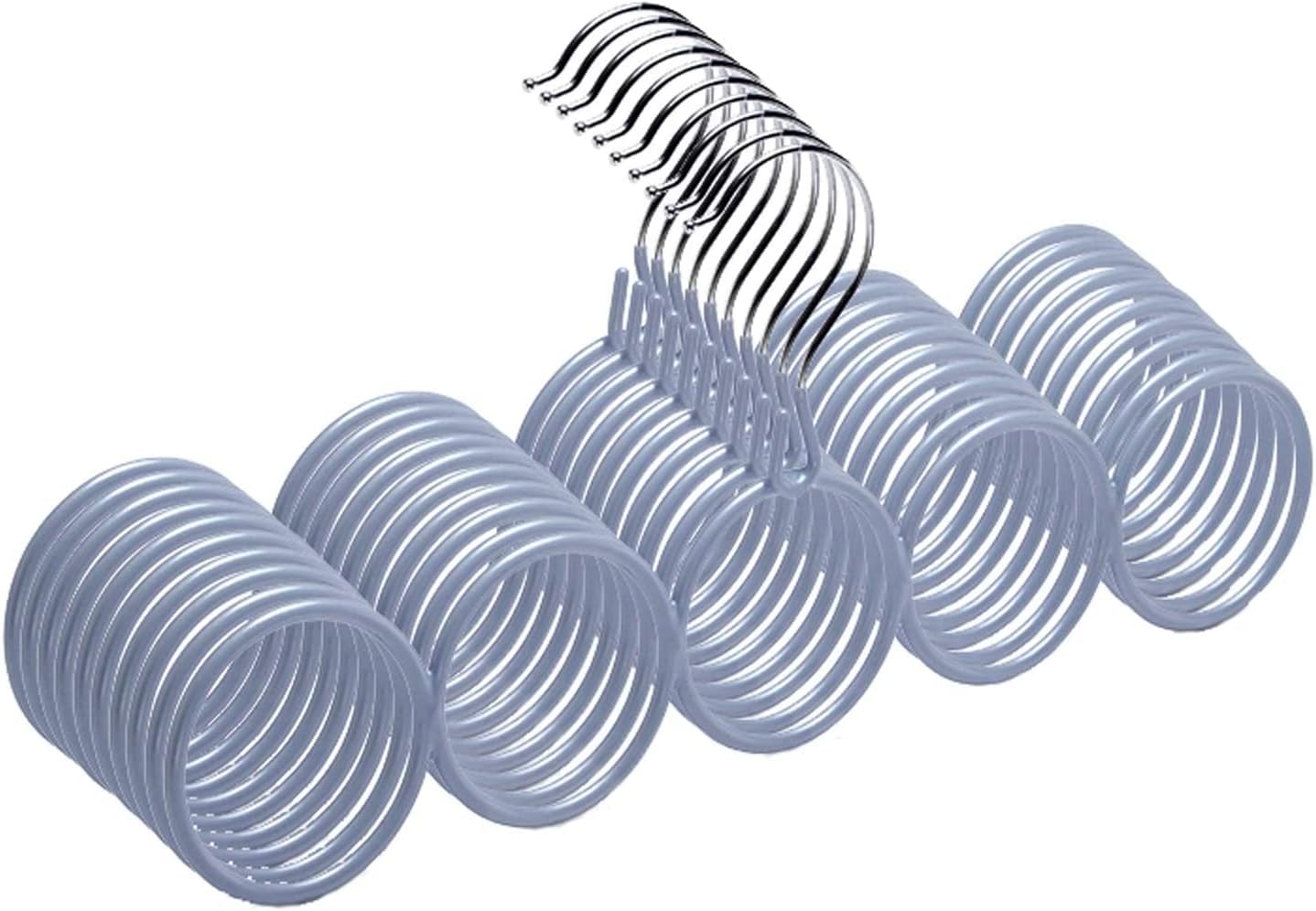 Tie Rack 10 Pack Scarf Hangers for Closet 5 Loops Tie Rack Non-Slip Hanging Closet Accessories Holder for Leather Belt Bow Tie Scarves ?and More Closet Organizer (Color : Blue) (Silver)