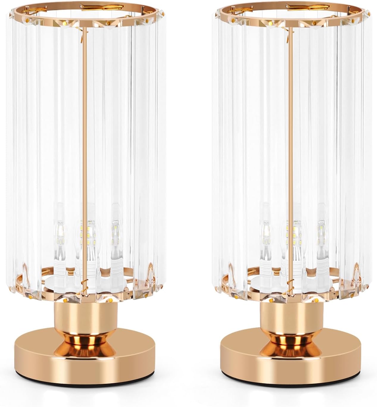 BTY Crystal Table Lamp Small Table Lamps Set of 2 Gold Bedside Lamp ...