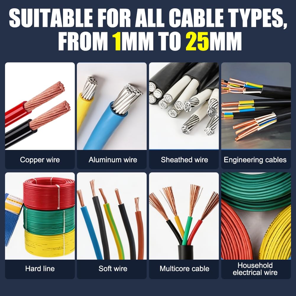 Pelacables de 1 a 25 mm, pelacables manual para cables y alambres con manivela o taladro, cuchillas ajustables, peladora de alambre para reciclaje de cables, taller