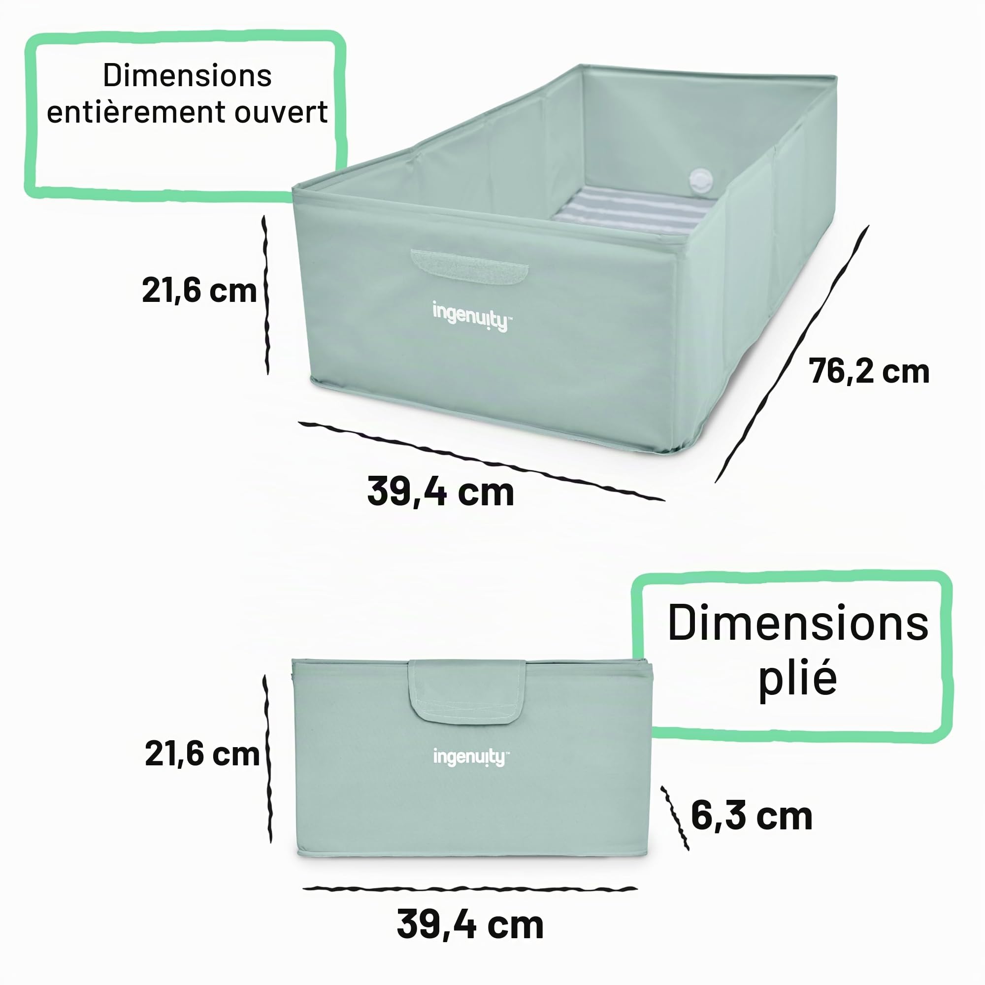 Ingenuity, Baignoire Tuckaway Toddler Tub - Transforme la Douche en Baignoire, Pliable, Nettoyage Facile, Aucun Assemblage Nécessaire, Compacte pour Rangement, 12 Mois à 5 Ans