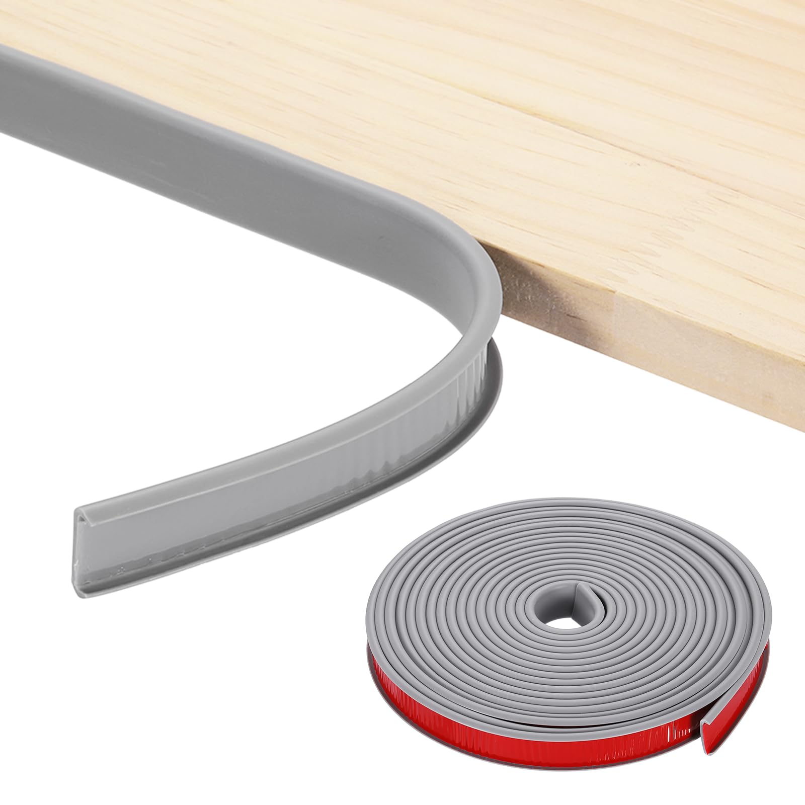 sourcing map U-Shape Edge Banding, 0.71 Inch x 19.7Ft TPE Self-Adhesive Veneer Edging Trim Furniture Flexible Corner Edge Protector for Cabinets Countertop Shelves Restoration, Grey