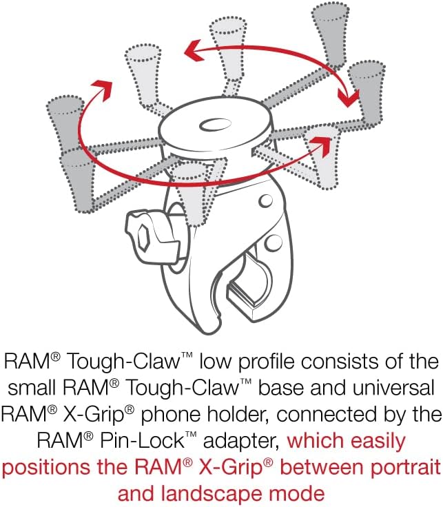 Miniatura 7 de RAM MOUNTS X-Grip - Soporte de teléfono grande con RAM de bajo perfil RAM-HOL-UN10-400-2U para rieles de 0.625" a 1.14" de diámetro