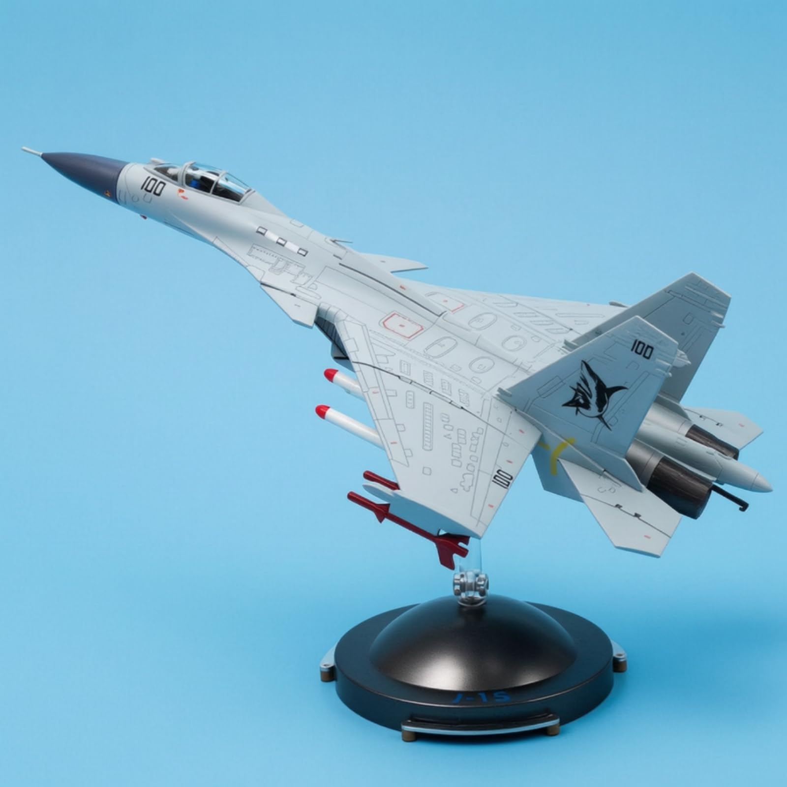 Modello Aereo da Caccia J-15 in 1 72 Kit di Assemblaggio con Stabilatori Separati Diametro10.5cm Altezza12cm Adatto a Collezionismo Scrivania Scaffale Ufficio