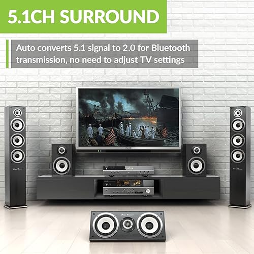 Miniatura 10 de Avantree Orbit Pro - Transmisor y receptor de audio Bluetooth para TV con paso de sonido envolvente 5.1, entrada HDMI ARC, control remoto de