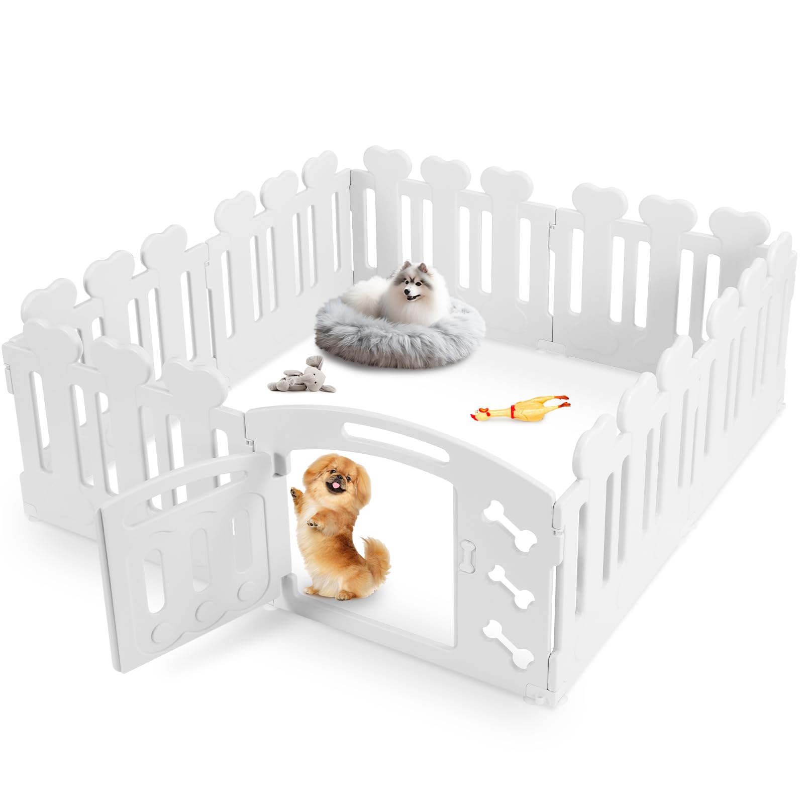 Feandrea Parc Pour Chien, Clôture, Enclos, Cage, 4 Panneaux Rectangulaires, Porte Coulissante